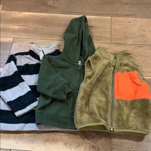 12 month light weight quarter zip, hoodie, vest